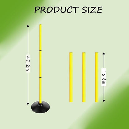 4FT Agility Poles Set Detachable Speed Training Poles Soccer Slalom Sticks with Agility Ladder and Cones