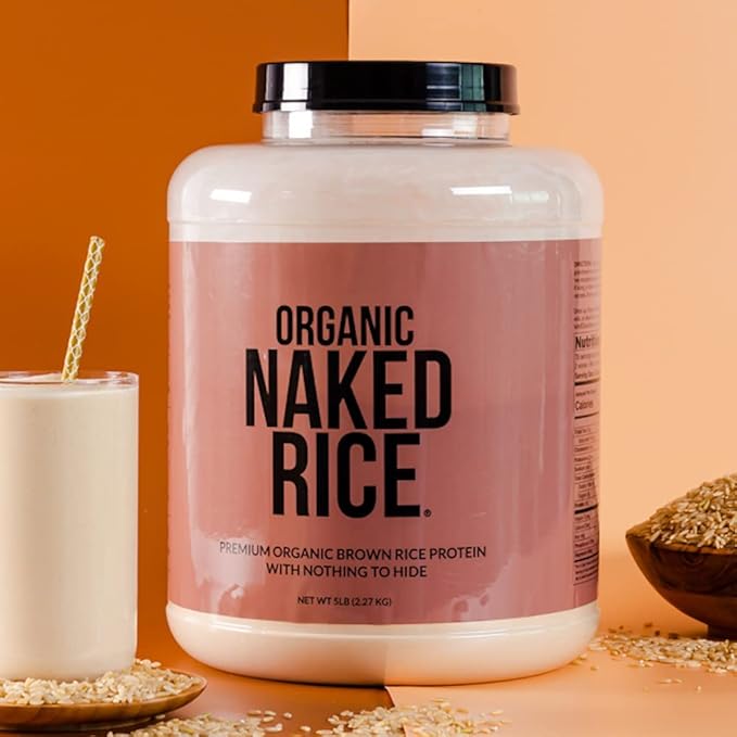 Naked Rice - Organic Brown Rice Protein Powder - Vegan Protein Powder - 5Lb Bulk, GMO Free, Gluten Free & Soy Free. Plant-Based Protein, No Artificial Ingredients - 76 Servings