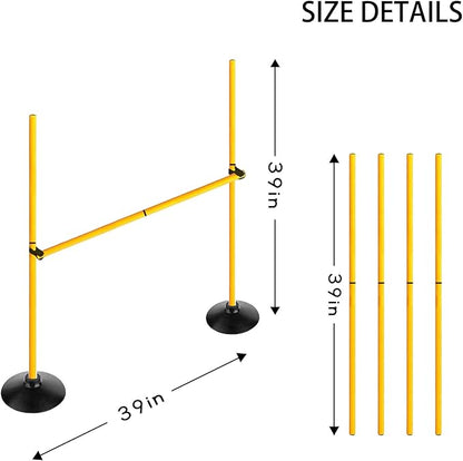Adjustable Height Agility Hurdle Set Multi-Function Soccer Trainning Pole Set Coaching Sticks with Rubber Base