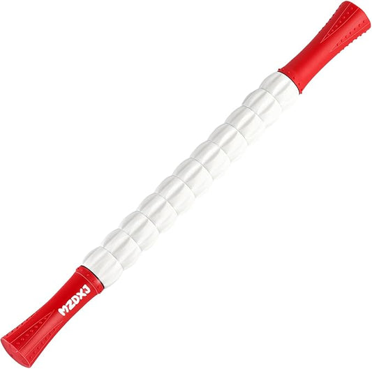 Muscle Roller Stick for Athletes - Deep Tissue Fascia Blaster & Roller Massager for Myofascial Pain Relief - Handheld Physical Therapy & Recovery Tool(Red White-20 inch)