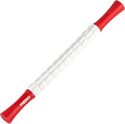 Muscle Roller Stick for Athletes - Deep Tissue Fascia Blaster & Roller Massager for Myofascial Pain Relief - Handheld Physical Therapy & Recovery Tool(Red White-20 inch)