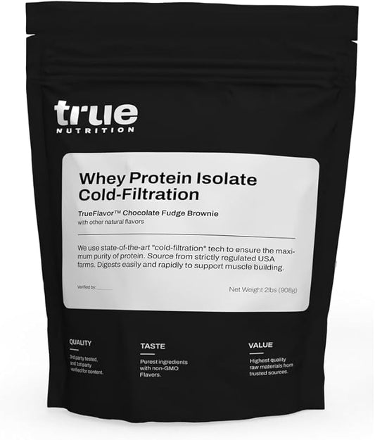 True Nutrition Whey Protein Isolate Cold-Filtration - 100% Whey Protein Powder - 27g Protein per Serving - Mixes Easily and Tastes Great - Third Party Tested - Chocolate - 2lb…