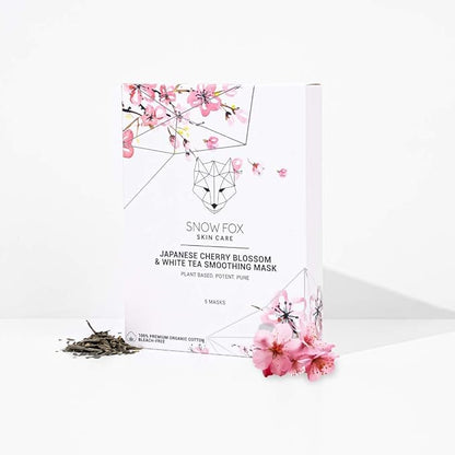 Snow Fox Skincare Japanese Cherry Blossom & White Tea Soothing Mask, 5 Mask