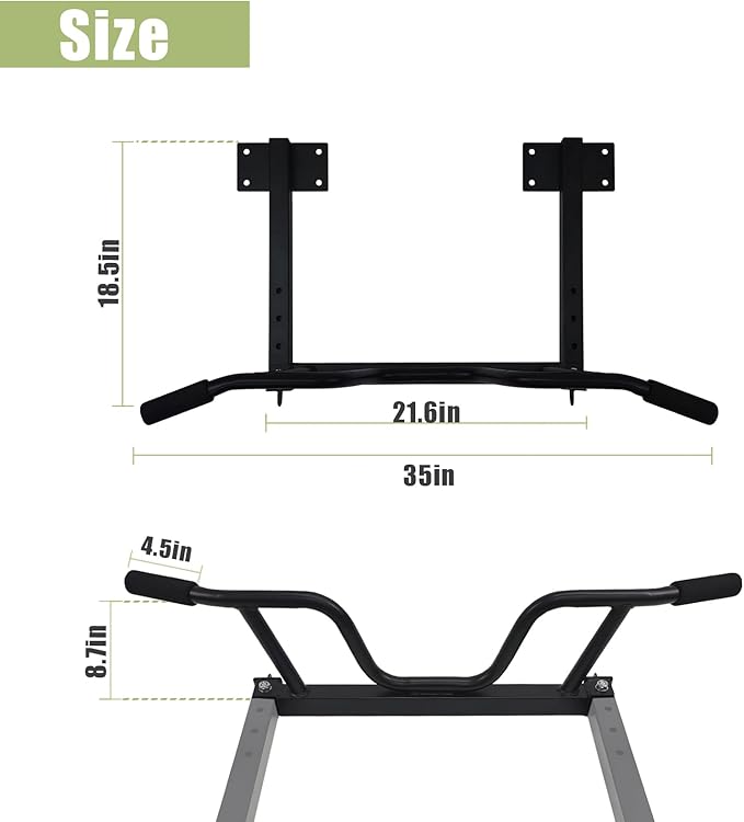 Wall Mounted Pull up Bar Multifunctional Chin up Bar Strength Training Pull-up Bar for Indoor Home Gym Fitness, Supports to 440 Lbs…