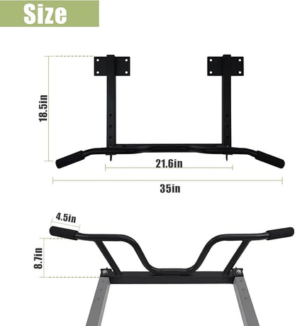 Wall Mounted Pull up Bar Multifunctional Chin up Bar Strength Training Pull-up Bar for Indoor Home Gym Fitness, Supports to 440 Lbs…