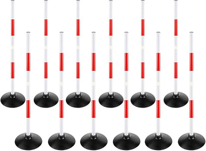Red-White Soccer Agility Pole Set Rubber Base Dribbling Stick Traffic Warning Sign Pole Multifunctional Training Pole