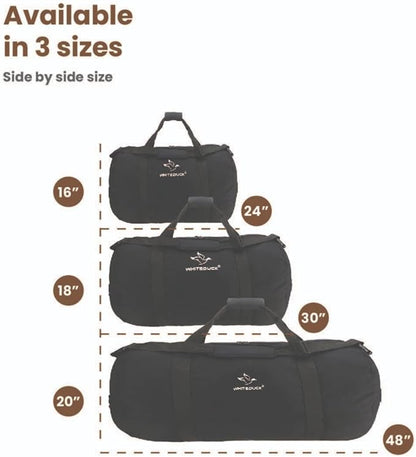 WHITEDUCK Heavy Duty Canvas Duffel Bag for Men and Women - Foldable Military Army Style Duffel Bag, with Full Length Zipper- Outdoors, Travel, Gym & Storage