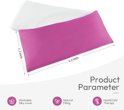 Lavender Eye Pillows for Relaxation, Yoga Eye Pillow for Meditation, Microwavable Weighted Eye Pillow for Yoga, Moist Heat & Cold Eye Compress with Aromatherapy (Rose Red)