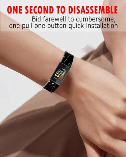 Compatible with Charge 6/Charge 5 WatchBands for Women Men,Elastic Adjustable Wristbands,Breathable Sport Band Soft Waterproof Health Tracker