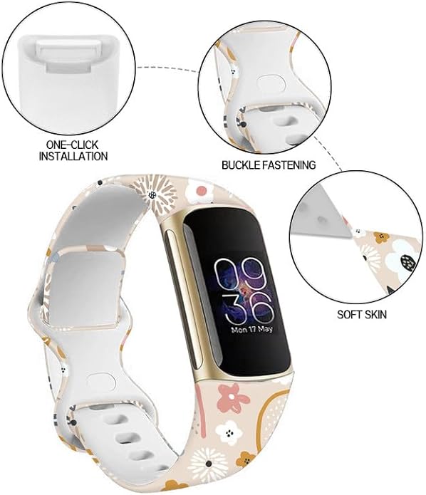 Sport Bands Compatible with Charge 6 /Charge 5 for Women Men,Soft Waterproof Replacement Straps Wristbands for Charge Advanced Fitness Tracker