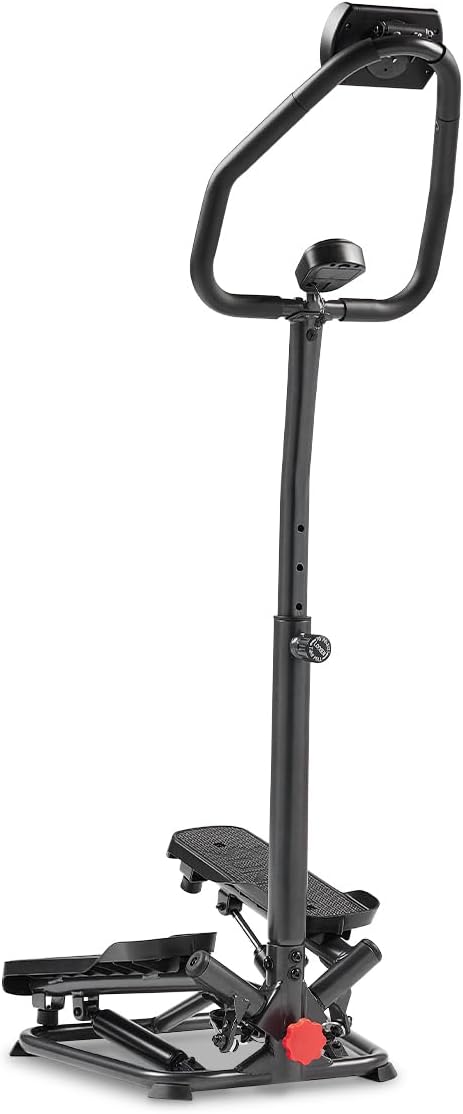 Sunny Health & Fitness Twist Stepper with Handlebar, Stair Step Machine for Cardio Workout, Compact Home Exercise Equipment W/Optional Free SunnyFit App Connection