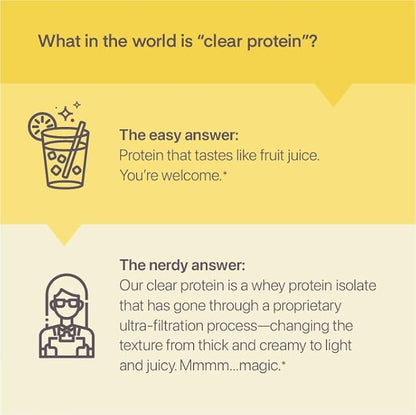 Clear Whey Isolate Protein Powder, Frosty Lemonade, 20g Complete Protein per Serving, No Added Sugar, Grass-Fed, 21 Servings