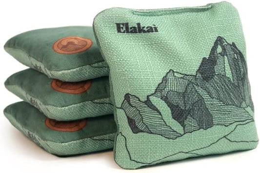 Elakai Cornhole Bags All Weather Dual Sided Slick and Stick Regulation Size and Weight Set of 4
