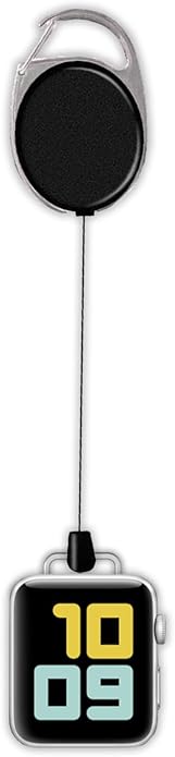 Badge Holder Retractable Clip Compatible with Apple Watch Band Series 10, Ultra 2, SE, 8 7 6 5 4 3 2 1 38mm 40mm 41mm 42mm 44mm 45mm 49mm, Stretchable Badge Reel Clip for iwatch Series 9