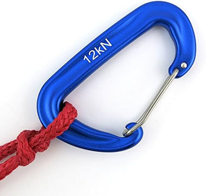 12kN 3.2"x2" Heavy-Duty Carabiner Clips - Durable, Lightweight Aluminum Alloy Carabiners for Hiking, Camping, Keychains, Dog Leashes, Hammocks & More