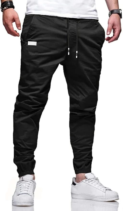 Men Joggers Chino Cargo Pants Hiking Outdoor Recreation Pants Twill Fitness Track Jogging Pants