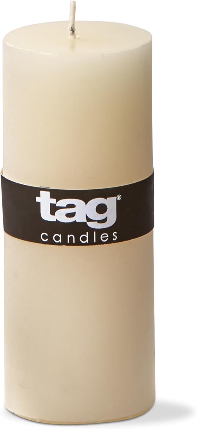 tag Chapel 2X5 Ivory Pillar Paraffin Wax Candle Unscented Drip-Free Long Burning 32 Hours for Home Decor Wedding Parties 2x5 Ivory