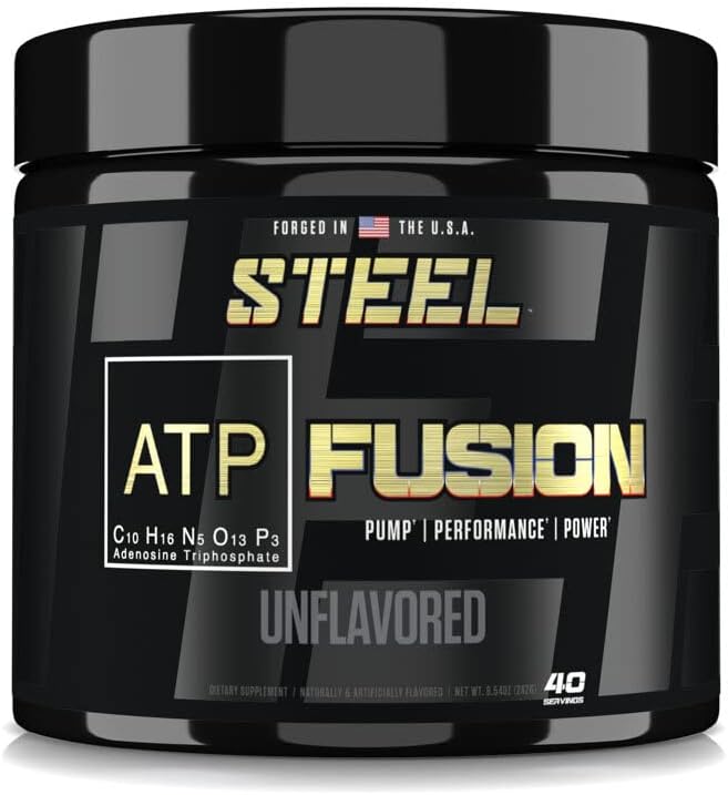 Steel Supplements ATP-Fusion | Optimized Absorption Creatine Monohydrate Workout Supplement | Bloat Free Formula for Faster Recovery with Creatine Monohydrate Powder | 40 Servings