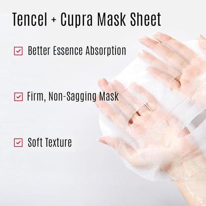 Amino Brightening & Clearing Facial Sheet Mask | Vitamin C, Lotus Extract for Acne Scars, Hyperpigmentation, Dark Spots, Even Skin Tone (5 Sheets)