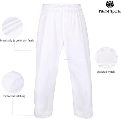 FitsT4 Sports Karate Pants 8oz Middleweight Elastic Waist Martial Arts Pants Perfect for Training or Competition, 000-5