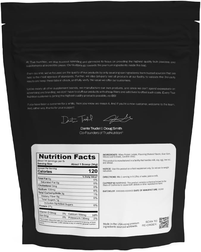 True Nutrition Whey Protein Isolate Cold-Filtration - 100% Whey Protein Powder - 27g Protein per Serving - Mixes Easily and Tastes Great - Third Party Tested - French Vanilla - 2lb…