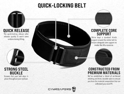 Gymreapers Quick Locking Weight Lifting Belt for Men Gym Belt for Powerlifting Deadlift Belt with 4 Inch Neoprene Metal Buckle Back Support Weightlifting Belt Women