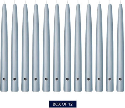 Colonial Candle Unscented Taper Candle, Handipt Collection, Wedgewood, 12 in, Pack of 12 - Up to 10 Hours Burn
