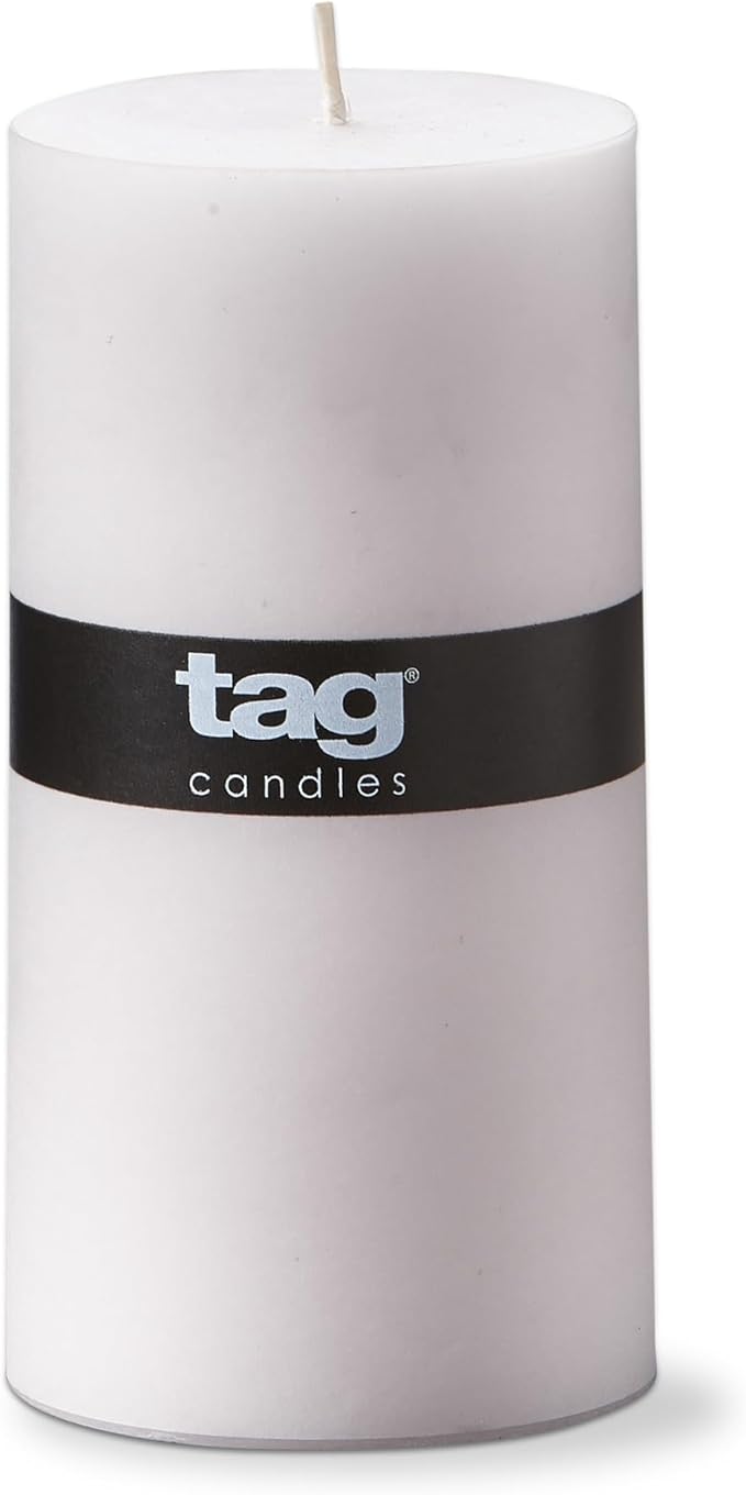 TAG Chapel 3X6 White Pillar Paraffin Wax Candle Unscented Drip-Free Long Burning 85 Hours for Home Decor Wedding Parties 3x6 White