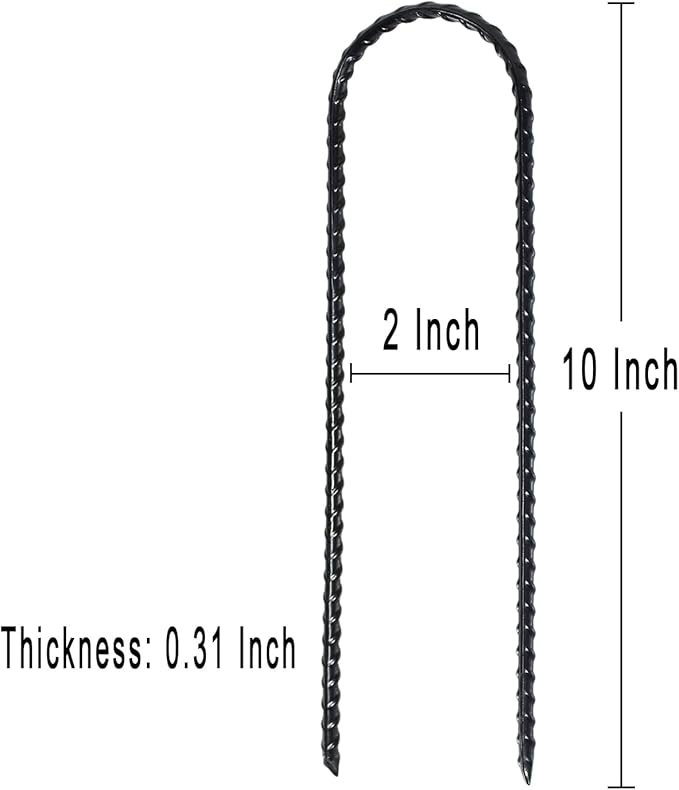20 Pack 10 Inch Heavy Duty Trampolines Wind Stakes Galvanized Steel Garden Stakes U-Shaped Staples for Landscaping, Camping Tents, Soccer Goals and Garden Decoration