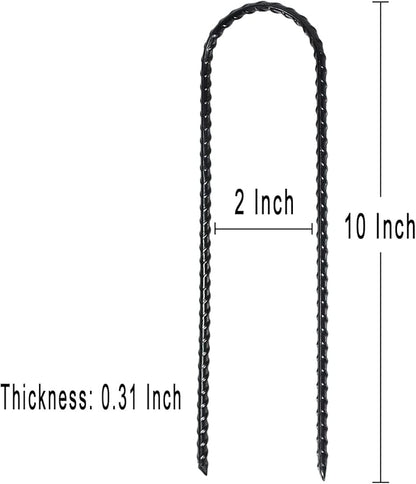 20 Pack 10 Inch Heavy Duty Trampolines Wind Stakes Galvanized Steel Garden Stakes U-Shaped Staples for Landscaping, Camping Tents, Soccer Goals and Garden Decoration