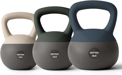 YOTTOY Soft Kettlebell, Set for Strength Training Kettlebells & Home Workouts, Soft-Sided Cushioned Base, Wide-Handle - Ideal for Men, Women, & Beginners