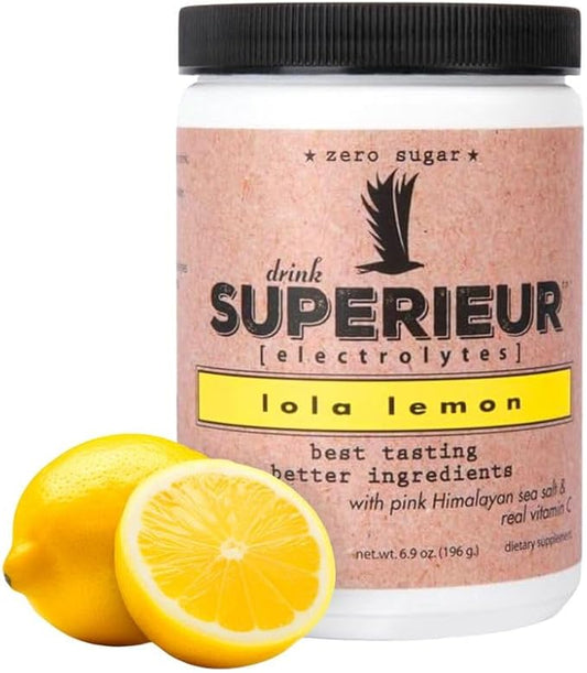 Superieur Electrolytes ??Plant Based Electrolyte Supplement w/Sea Minerals for Hydration & Recovery ??Keto Friendly, Non-GMO, Zero Sugar, Vegan Healthy Sports Drink Powder ??Lola Lemon (70 Servings)