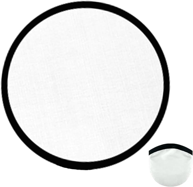 1PC Foldable Flying Disc Fans with Bags, 9.8'' DIY Handheld Black Egde Fabric Folding Fan for Outdoor Game Activities Birthday Party Favors End of Year Student Gifts, White