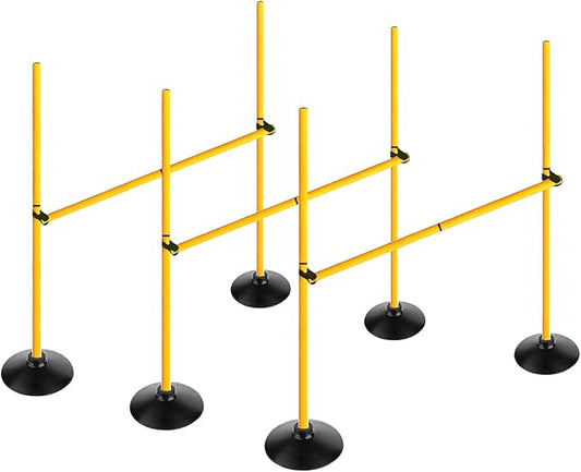 Adjustable Height Agility Hurdle Set Multi-Function Soccer Trainning Pole Set Coaching Sticks with Rubber Base