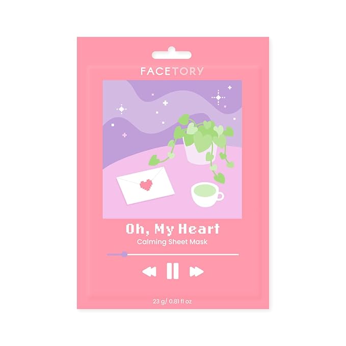 FACETORY K Beauty Face Mask Skin Care - CALMING Sheet Mask for ACNE-PRONE Skin with Heartleaf Extract | Calms Redness Smoothes Texture (10 Pack)