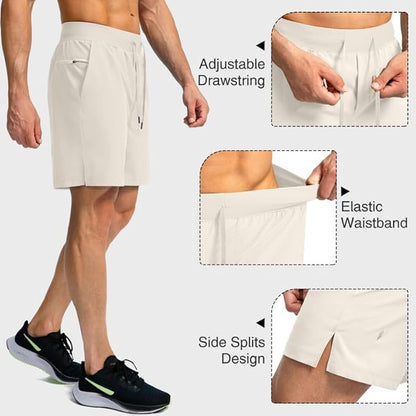 Men's Running Shorts with Zipper Pockets 9 Inch/ 7 Inch / 5 Inch Lightweight Quick Dry Gym Workout Athletic Shorts for Men