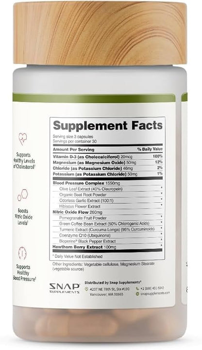 Snap Supplements Heart Health Supplements and Blood Circulation Supplements, 180 Capsules