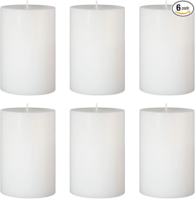 6 Packs Dripless White Pillar Candles, Unscented 2.75x4 Inch Cylinder Wax Candles for Home Table Holiday Party Spa Decor Emergency