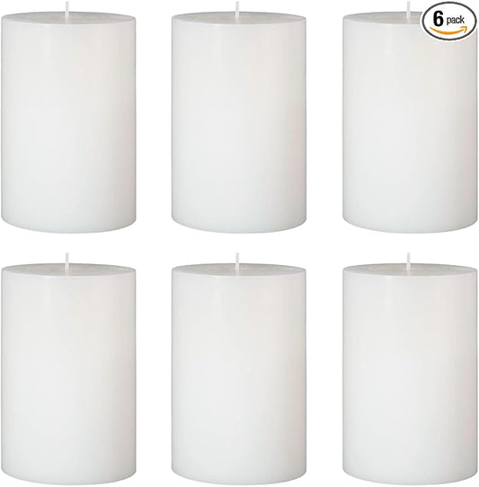 6 Packs Dripless White Pillar Candles, Unscented 2.75x4 Inch Cylinder Wax Candles for Home Table Holiday Party Spa Decor Emergency