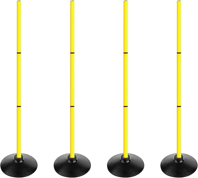 TNZMART 3.9FT Detachable Speed Agility Poles Agility Training Poles Set Adjustiable Height Soccer Poles with Rubber Base