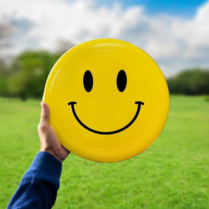 Smiley Flying Disc, 10.8”, Fun Outdoor Sport, Waterproof Beach Games, Ultimate Flying Disc, Safe Flyer Toy, Flying Disc for Kids & Adults, 175g