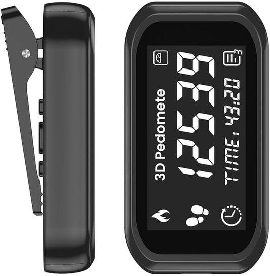 3D Pedometer Step Counter for Walking, Running & Fitness - Accurate Step & Calorie Tracker with LCD Display, Waist Clip & Armband, Rechargeable Battery - Track Daily Activity & Health Data