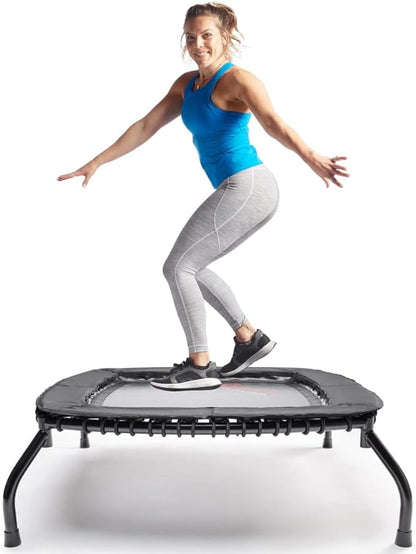 Sunny Health & Fitness Springless Mini Fitness Trampoline ??Premium Adjustable Bungee-Style Indoor/Outdoor Exercise Rebounder for Quieter and Safer Workouts
