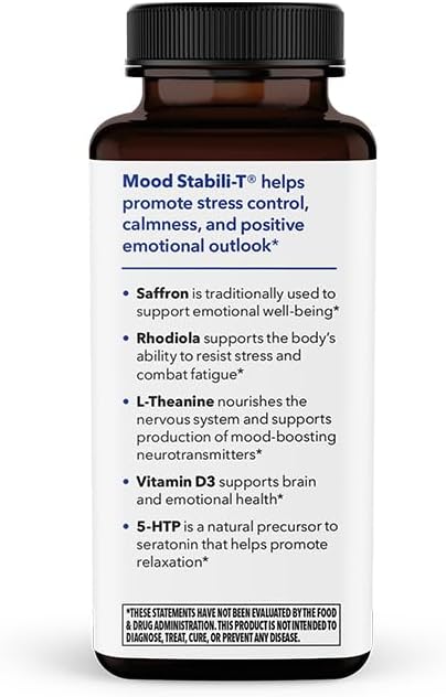 LifeSeasons - Mood Stabili-T - Positive Mood Booster - Enhanced Calmness and Happiness - Relaxed and Balanced Mind - Contains Rhodiola, Ginkgo Biloba, and Vitamin D3 - (60 Capsules)