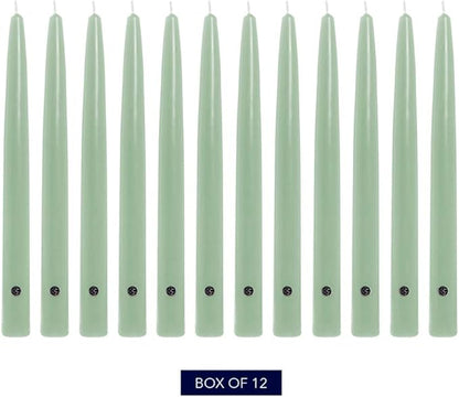 Colonial Candle Unscented Taper Candle, Handipt Collection, Colonial Classic Green, 12 in, Pack of 12 - Up to 10 Hours Burn