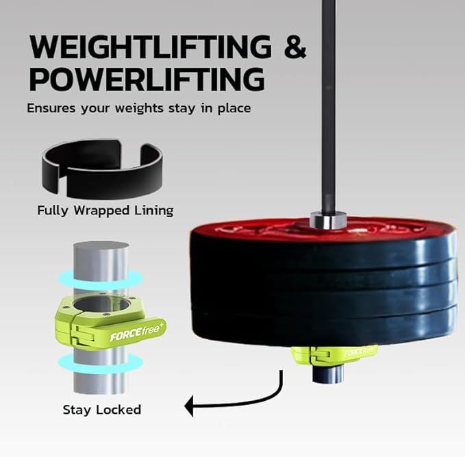 Barbell Clips (Pair), Barbell Clamps, Quick Release Olympic Barbell Clamps with Anti Slip TPR Grip, Barbell Collars for Secure Weightlifting & Powerlifting (Black) (NO MAG, Black)