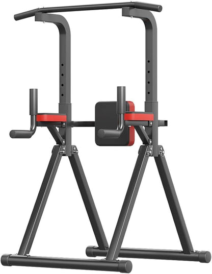 Foldable Power Tower, Adjustable Multifunction Pull Up Bar Tower Station, Pullup Dip Station Rack for Home Gym