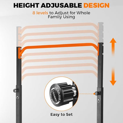 Pull Up Station, Power Tower Adjustable Pullup Bar Free Standing, Heavy Duty Multifunction Strength Training Pull Up Bar, Gym Workout Fitness Equipment Chin up Bar for Home Outdoor, 440LBS Capacity