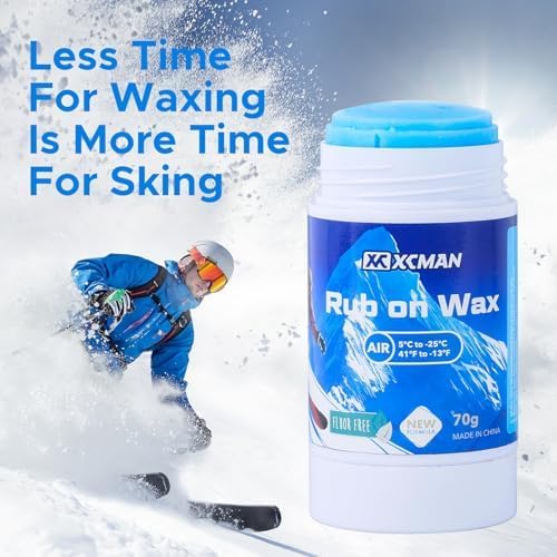 XCMAN Rub on Quick Wax for Ski/Snowboard/Nordic/Cross-Country with Easy cork applicator 70g, Universal Wax for Most Temperature, New Formula Snowboard Wax PFAS-free