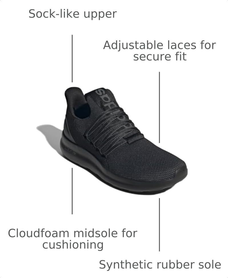 Adidas Men's Lite Racer Adapt 7.0, Black/Grey/Grey, 10.5